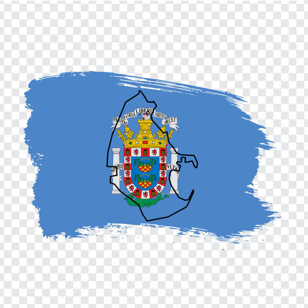Flag of Melilla from brush strokes. Blank map of Melilla. Kingdom of Spain. High quality map of Melilla and flag for your web site design, logo, app on transparent background.  EPS10.