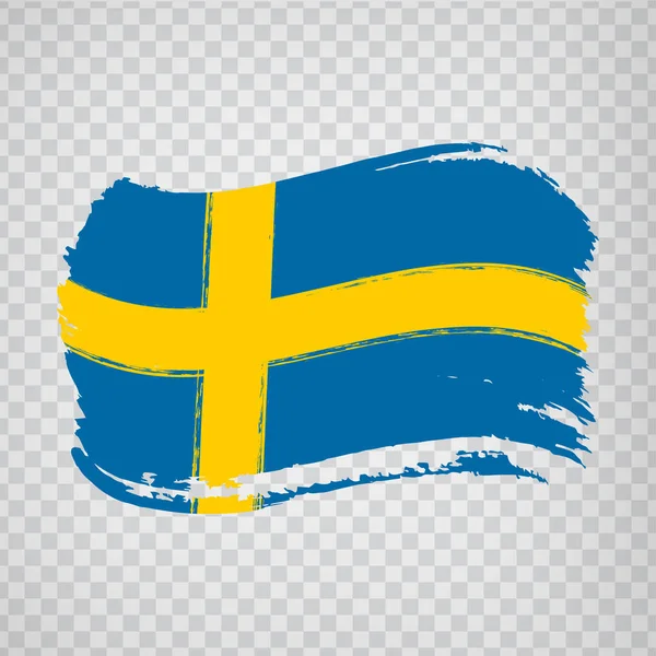 Flagge Von Schweden Pinselstrich Hintergrund Schwedenflagge Auf Transparentem Hintergrund Für — Stockvektor