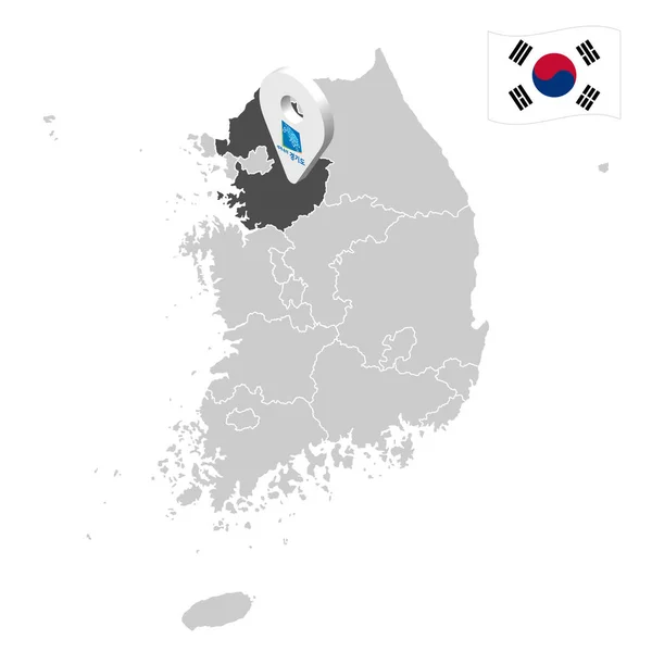 Localisation Gyeonggi Sur Carte Corée Sud Signe Emplacement Similaire Drapeau — Image vectorielle