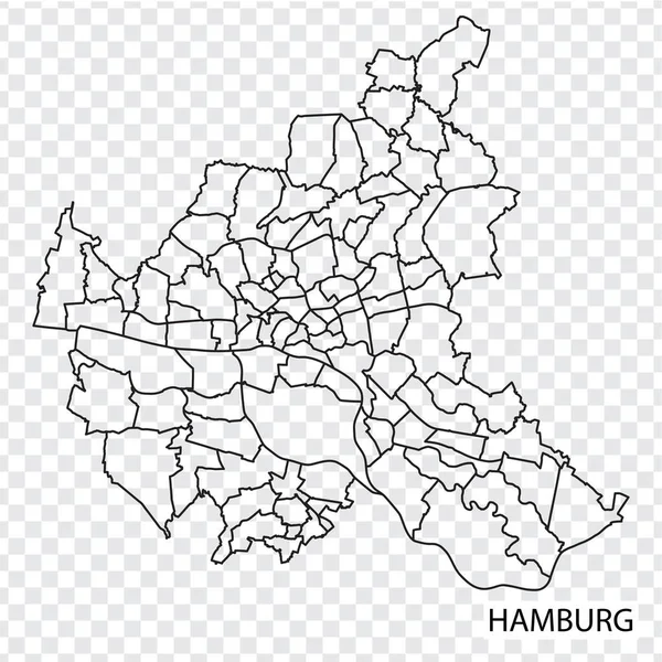 Wysokiej Jakości Mapa Hamburga Miasto Niemcy Granicami Regionów Mapa Hamburga — Wektor stockowy