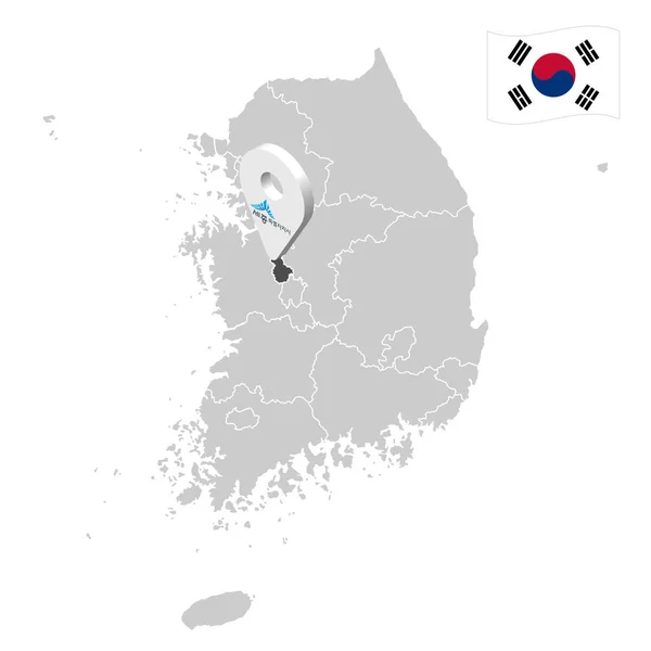 Местонахождение Sejong Карте Южная Корея Трехмерный Знак Местоположения Похож Флаг — стоковый вектор