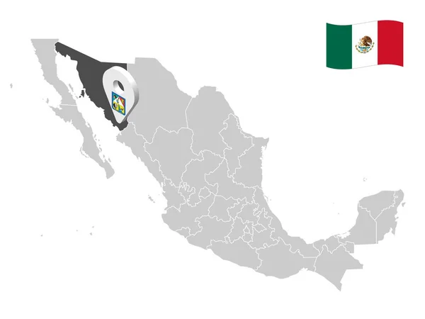 Ubicación Sonora Mapa México Signo Ubicación Sonora Mapa Calidad Con — Vector de stock