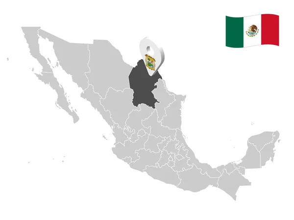 Ubicación Coahuila Mapa México Signo Ubicación Coahuila Mapa Calidad Con — Archivo Imágenes Vectoriales