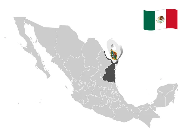 Ligging Van Tamaulipas Kaart Mexico Locatie Teken Van Tamaulipas Kwaliteitskaart — Stockvector