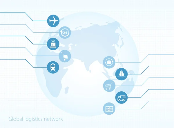 Globales Logistiknetzwerk Karte Der Globalen Logistikpartnerschaft Weiße Ähnliche Weltkarte Und — Stockvektor
