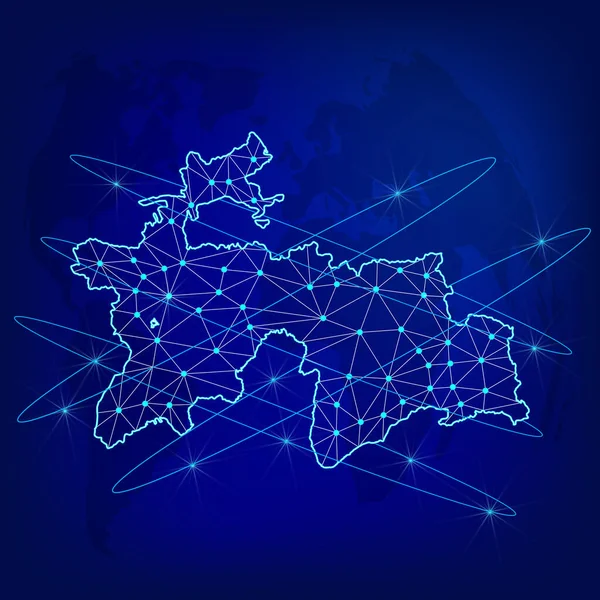 Wereldwijd Logistiek Netwerk Concept Communicatienetwerk Kaart Van Tadzjikistan Wereldachtergrond Kaart — Stockvector