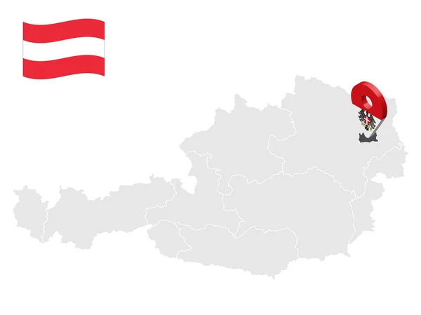 Местонахождение Вены Карте Австрия Знак Location Похожий Флаг Вены Карта — стоковый вектор