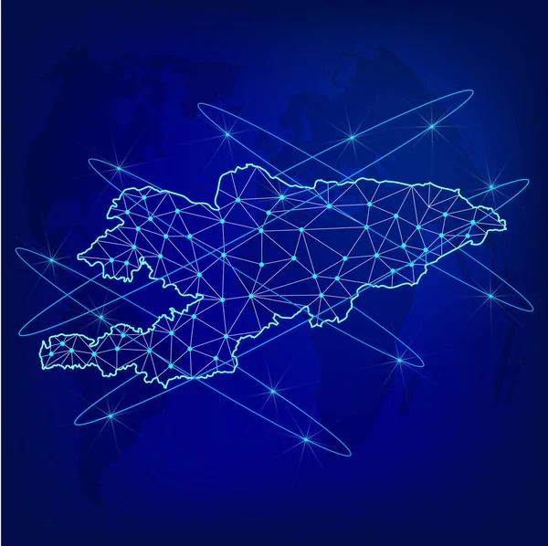 Wereldwijd Logistiek Netwerk Concept Communicatienetwerk Kaart Van Kirgizië Wereldachtergrond Kaart — Stockvector