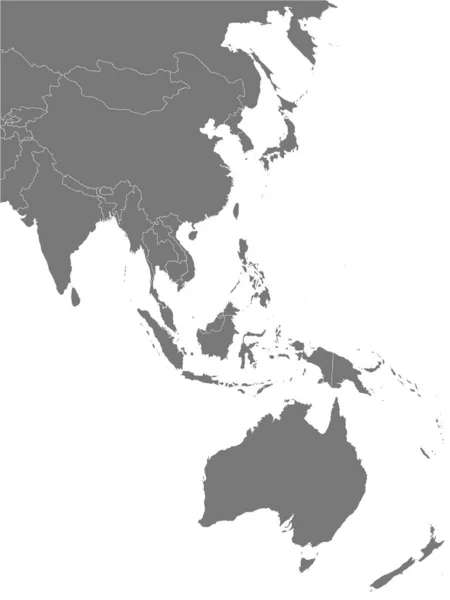 白い背景に東南アジアの地図 オーストラリア ニュージーランドと東南アジアの詳細な地図 テンプレート 株式ベクトル Eps10 — ストックベクタ