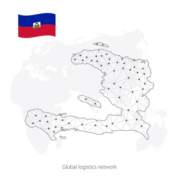 Concepto Red Logística Global Mapa Red Comunicaciones Haití Contexto Mundial — Archivo Imágenes Vectoriales