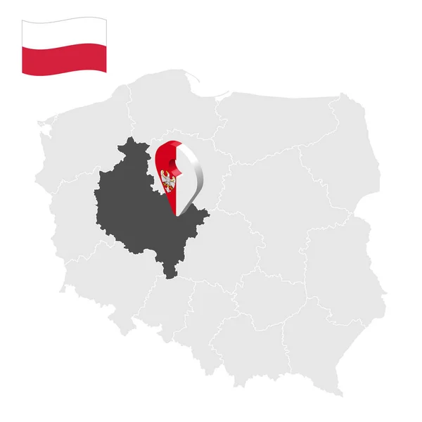 Lage Der Großpolnischen Provinz Auf Der Karte Polen Ortsschild Ähnlich — Stockvektor