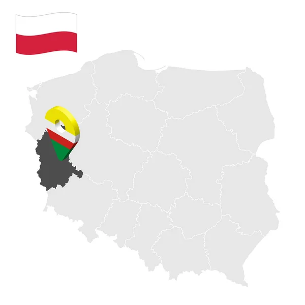 Ubicación Provincia Lubusz Mapa Polonia Signo Ubicación Similar Bandera Lubusz — Archivo Imágenes Vectoriales