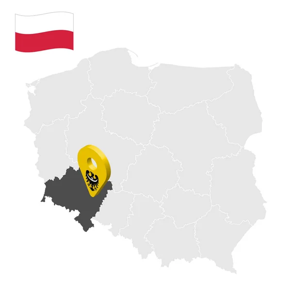 Localisation Basse Silésie Sur Carte Pologne Panneau Localisation Similaire Drapeau — Image vectorielle