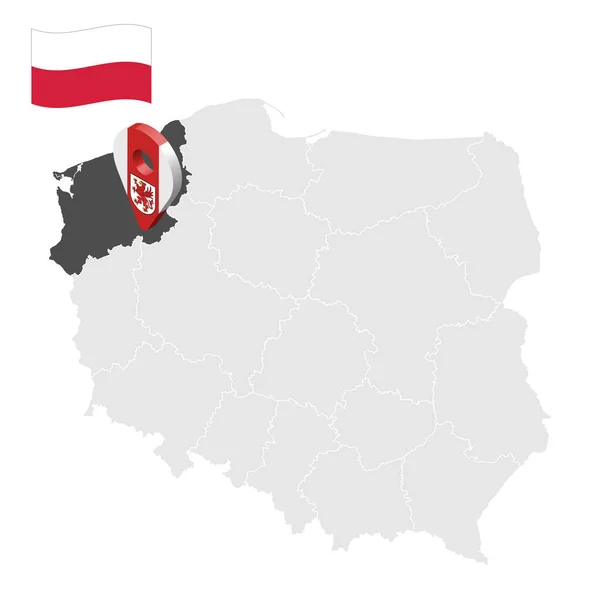 Θέση Της Επαρχίας Δυτικής Πομερανίας Στο Χάρτη Της Πολωνίας Σημείο — Διανυσματικό Αρχείο
