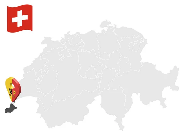 Ubicación Cantón Ginebra Mapa Suiza Signo Ubicación Similar Bandera Geneva — Archivo Imágenes Vectoriales