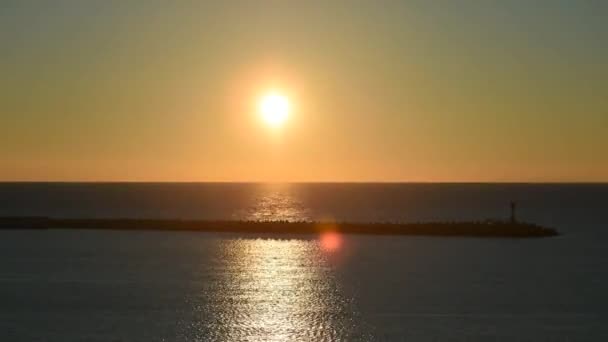 Movimiento Rápido Del Sol Puesta Sol Puerto Sochi Período Tiempo — Vídeos de Stock
