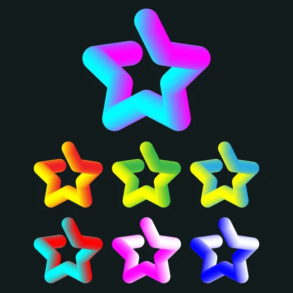 3D barevné hvězdy sada — Stockový vektor