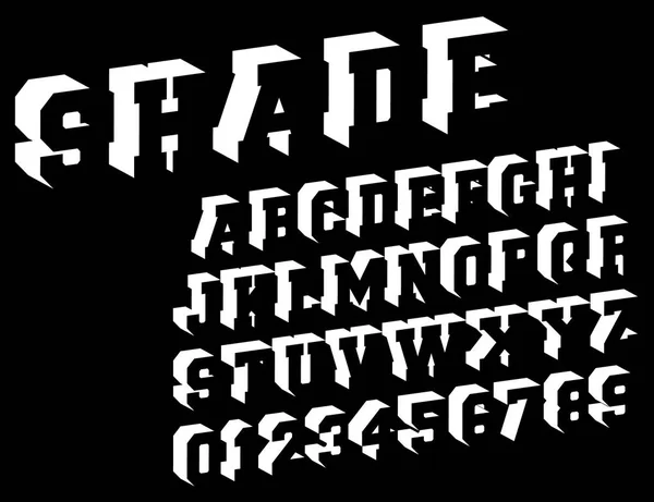 Schatten Alphabet Schriftvorlage Buchstaben Und Zahlen Schatten Das Design Vektorillustration — Stockvektor