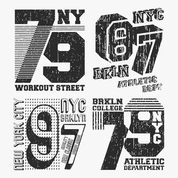 Brooklyn New York Vintage Shirt Stempel Set Shirt Print Ontwerp — Stockvector