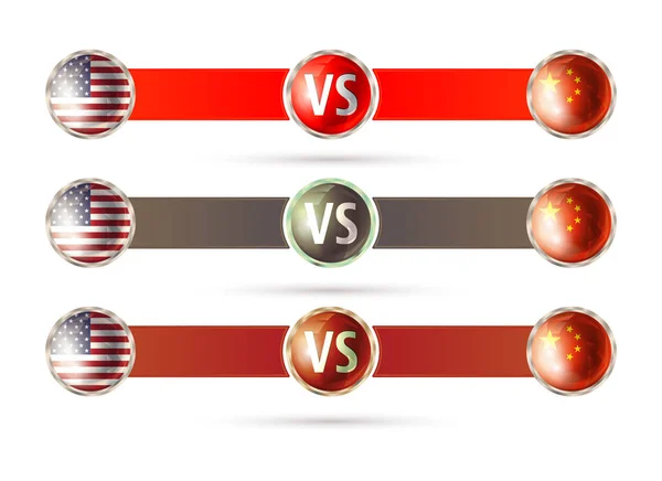 Symbole de compétition États-Unis contre Chine — Image vectorielle