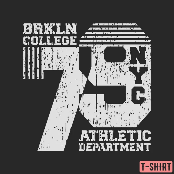 Shirt Faculdade Brooklyn Nyc Texturizado Selo Projetado Para Imprimir Produtos —  Vetores de Stock