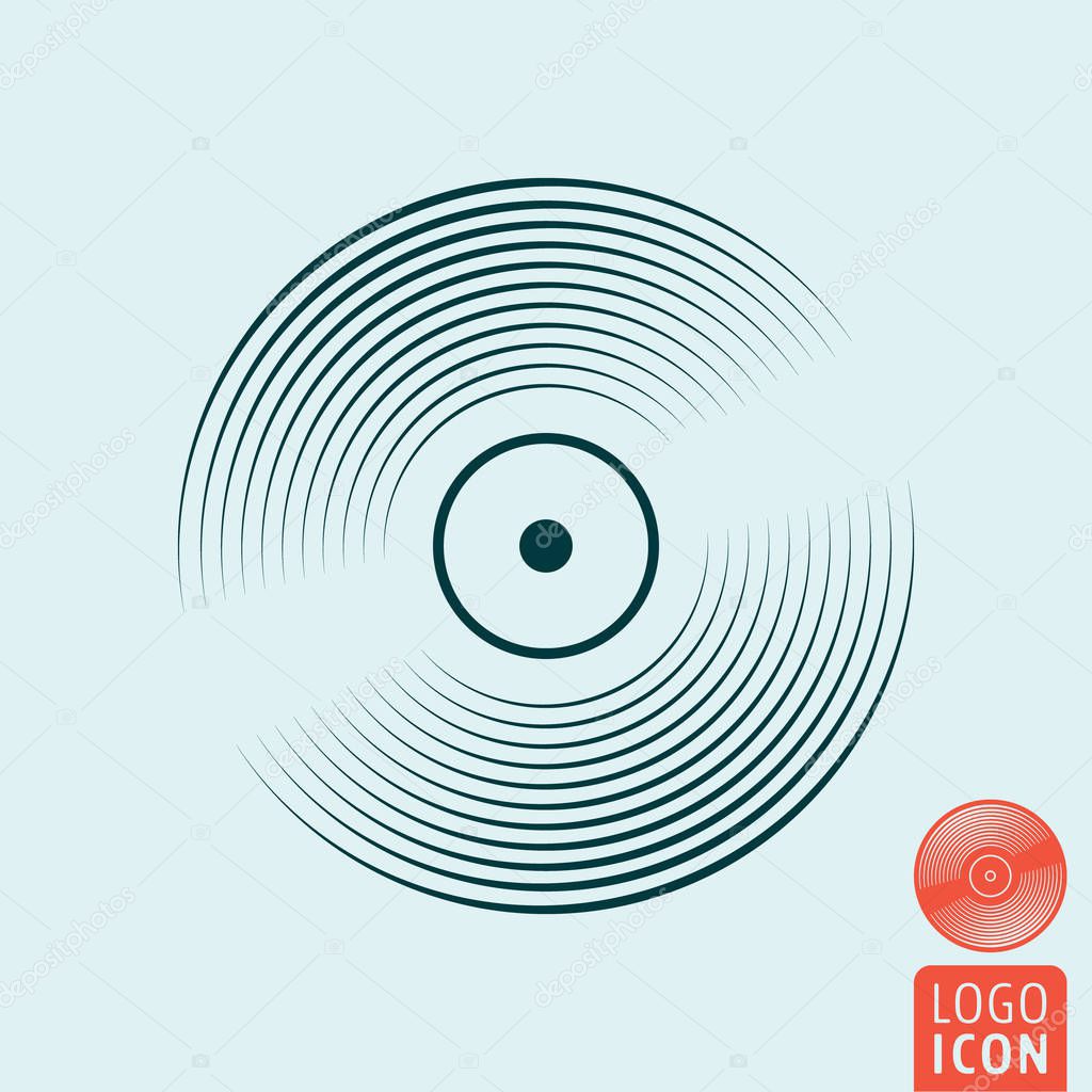 Vinyl record icon. Vintage music plate minimal design. Vector illustration.