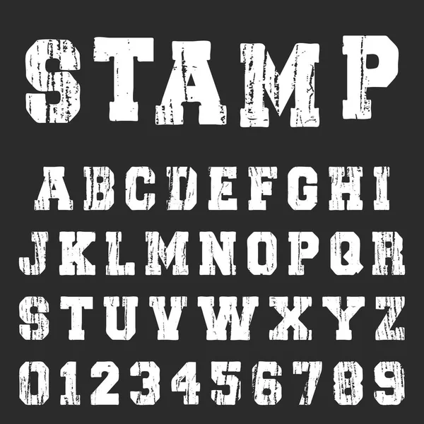 Old textured alphabet font template — Stock Vector