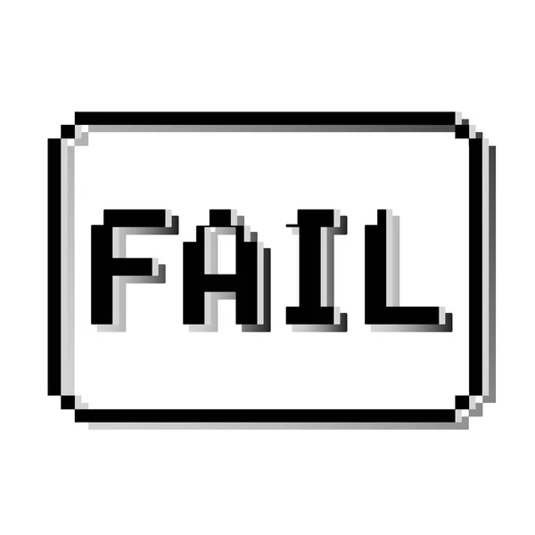 Scheitern Pixelstempel. altes Videospieldesign Textnachricht. — Stockvektor