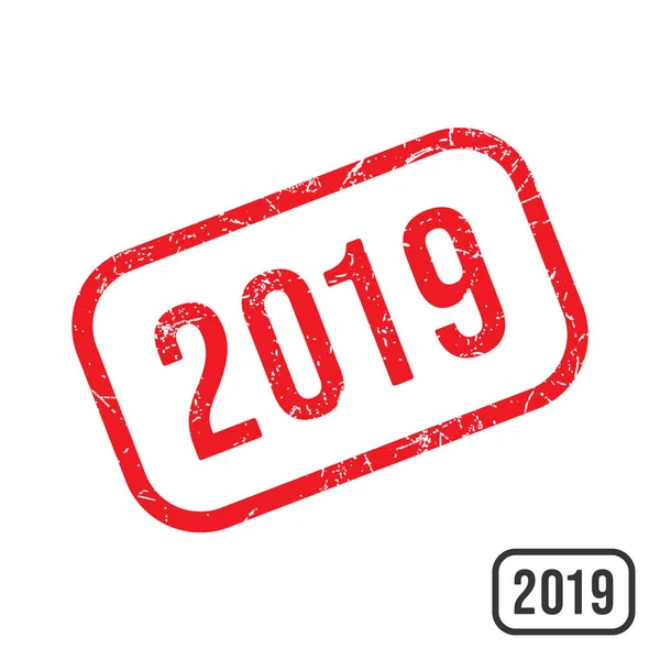 Neujahrsstempel 2019 mit Grunge-Textur-Design — Stockvektor