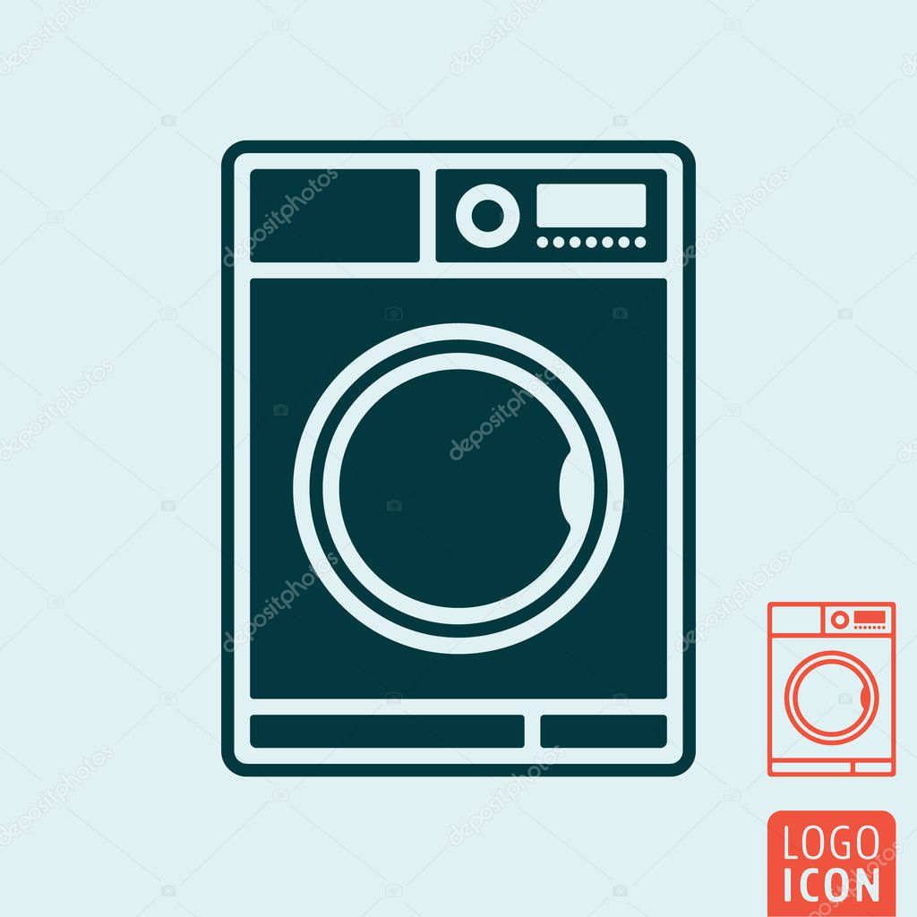 Wash laundry symbol line design, washing machine icon. Vector illustration.
