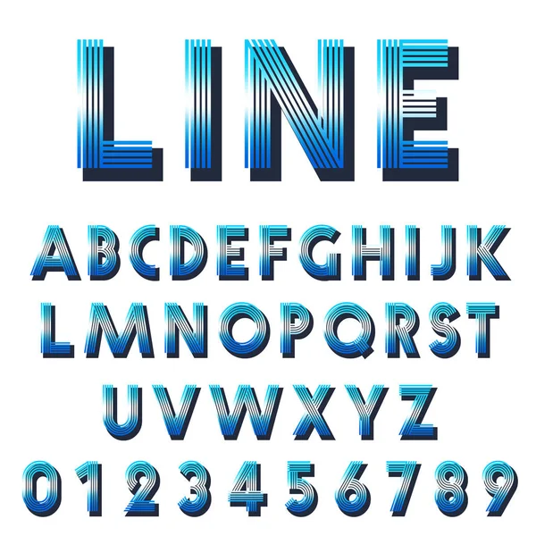 Retro font szablon. Zestaw liter i cyfr projektowania linii — Wektor stockowy