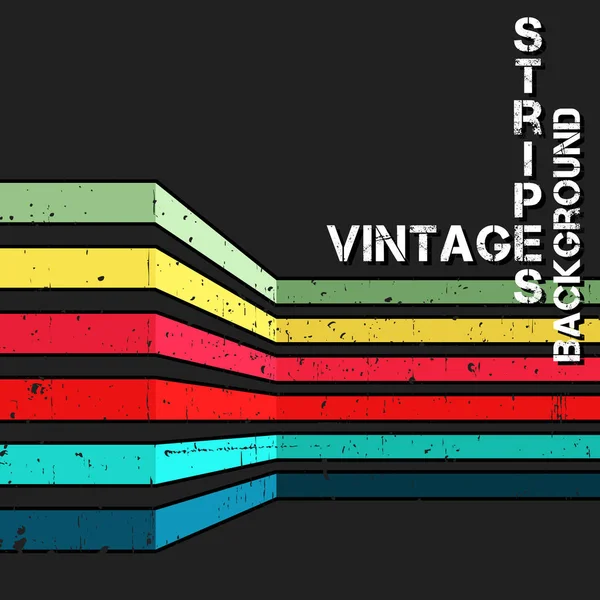 Vintage vector bakgrund med grunge färgglada ränder — Stock vektor