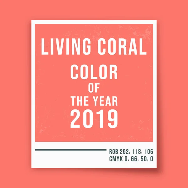 Living coral - color of the year 2019 - photo frame background — Stock Vector
