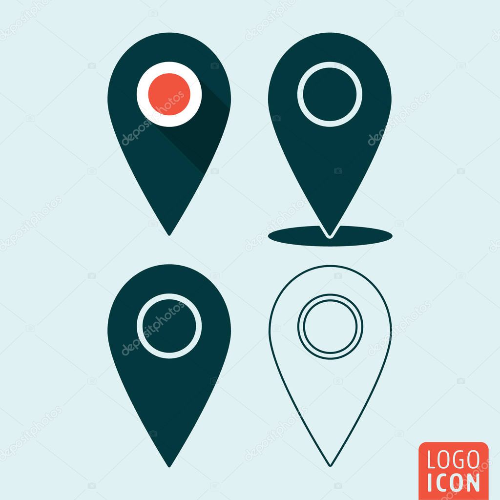 Map pointer icon. Pin location symbol set