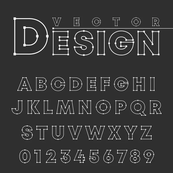 Vector design alphabet font template. Letters and numbers line design — Stock Vector