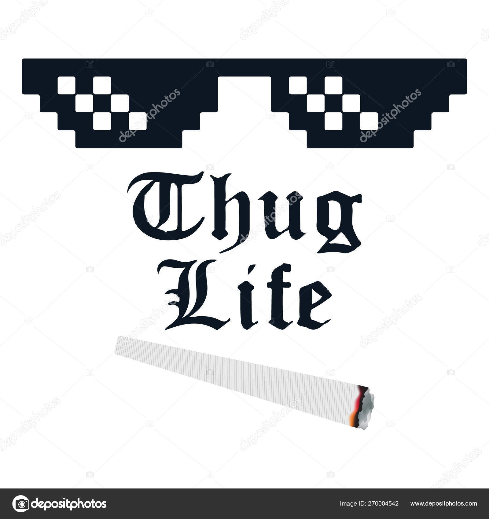 Thug Life Meme With Glasses And Cigarette Stock Vector Image By C Bobevv