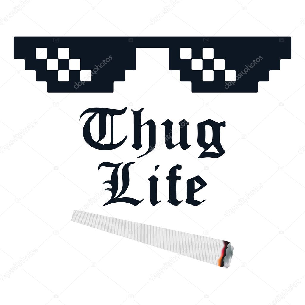Thug life meme with glasses and cigarette