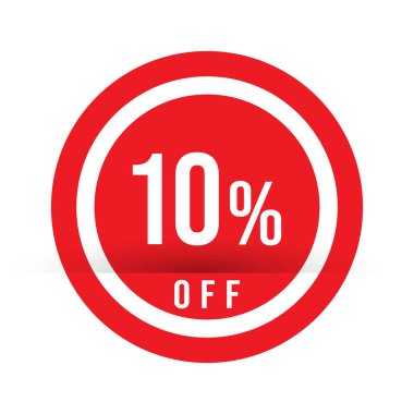 Yüzde 10 indirim - kırmızı satış damgası - özel teklif işareti. Vektör çizimi