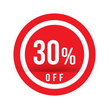 Yüzde 30 indirim - kırmızı satış damgası - özel teklif işareti. Vektör çizimi
