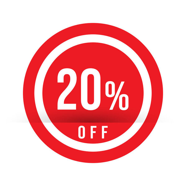 20 percent off - red sale stamp - special offer sign. Vector illustration