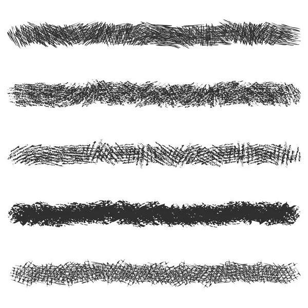 Hatching pencil stroke lines, set of black pen strokes isolated on white background — Stock Vector