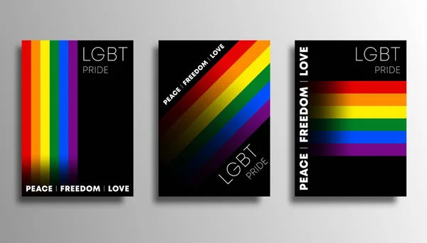 Flyer, poster, broşür, tipografi veya diğer baskı ürünleri için gradyan hatları ile LGBT renkli arka planlar — Stok Vektör