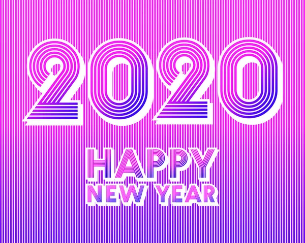 2020 Feliz Año Nuevo fondo. Diseño de línea retro para tipografía, productos de impresión, folletos, portadas de folletos o tarjetas de invitación — Vector de stock