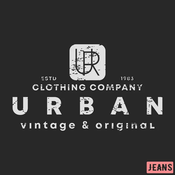 Diseño de estampado de camiseta. Sello vintage de ropa urbana. Impresión e insignia, apliques, etiqueta, camisetas de etiqueta, jeans, ropa casual y urbana — Vector de stock