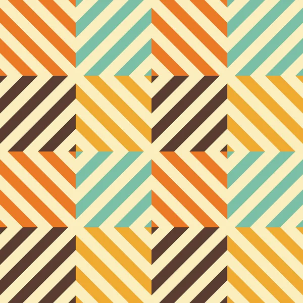 Modèle sans couture vintage avec losange et lignes diagonales. Fond géométrique rétro — Image vectorielle