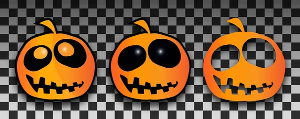 Vorlage für Halloween-Kürbisse. Set von Kürbis mit Schatten isoliert auf transparentem Hintergrund — Stockvektor