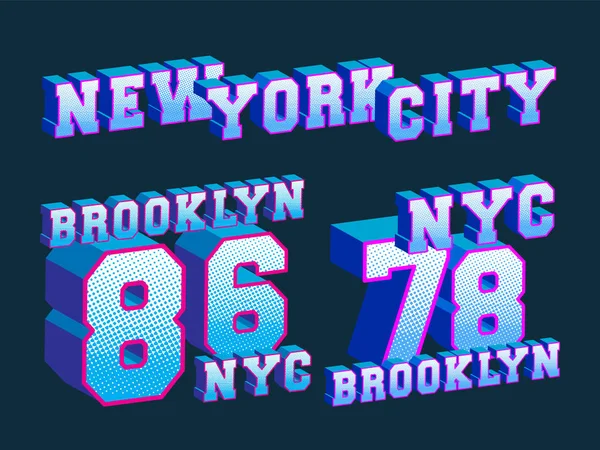 New York City-Brooklyn-NYC t-shirt print stempel voor t-shirts stoffen, Tee badge, label, kleding tag, jeans en casual slijtage. Vector illustratie — Stockvector