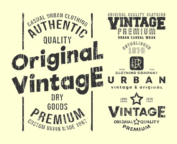 Vintage t-shirt Print stämpel för t-shirts Applique, tee badge, Label, klädmärke, jeans, och casual Wear. Vektor illustration — Stock vektor
