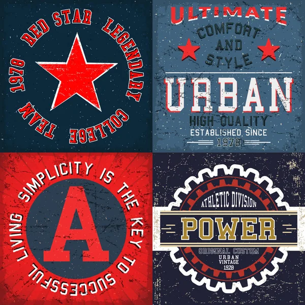 Tişört pulu için klasik tasarım baskısı, tee applique, moda tipografisi, rozet, etiket kıyafeti, kot pantolon ve günlük giyim. Vektör illüstrasyonu.