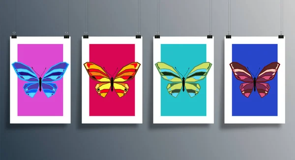 Conjunto Cubierta Diseño Abstracto Mariposa Para Fondo Volante Póster Folleto — Vector de stock